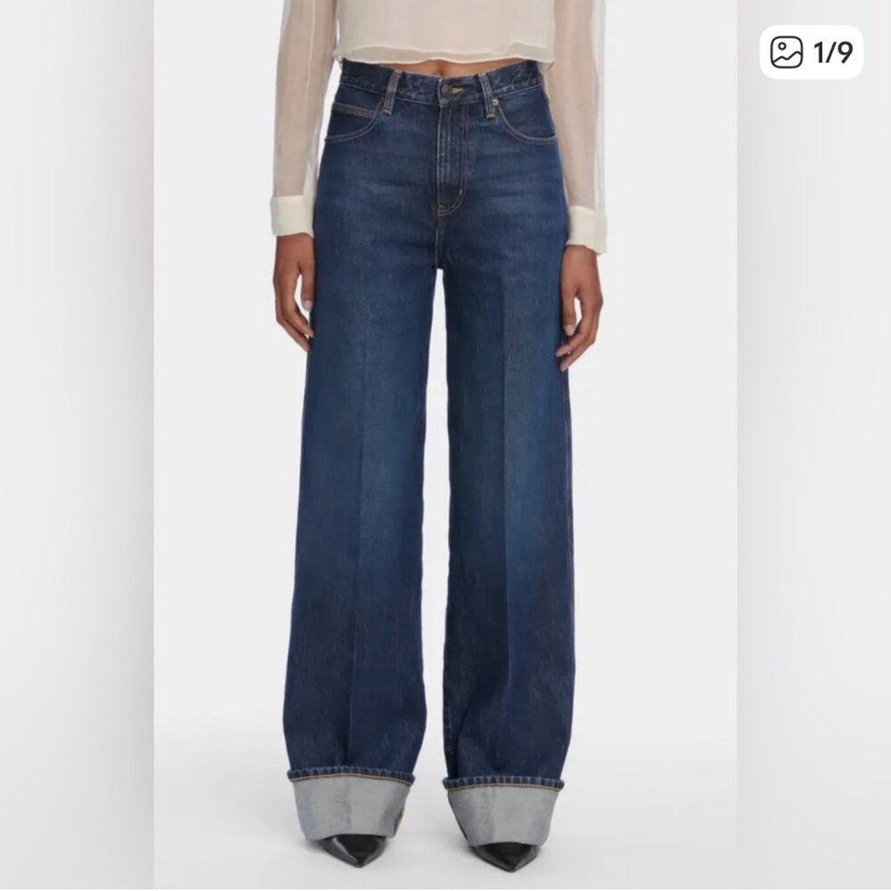 Frame the Cuffed Wide Denim jeans size 27